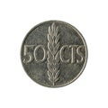 50 spanish centimos coin 1966 obverse