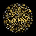 Spanish Christmas Feliz Navidad golden glitter text calligraphy