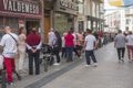 Spanish Christmas Lottery ticket buyers forming at the DoÃÂ±a Manolita Lotto office, Madrid Spain