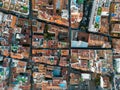 Spanish city Las Galletas aerial view, cozy buildings colorful roofs, Tenerife