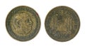 Spanish coins - 2.5 pesetas, Francisco Franco. Minted in the year 1953 Royalty Free Stock Photo