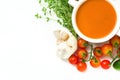 Spanish cold tomatoe soup gazpacho isolated on white background