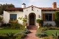 Spanish Colonial Revival Style House (Generative AI) Royalty Free Stock Photo