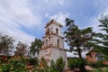 The Spanish colonial style bell tower of the village of Toconao, San Pedro de Atacama, Chile Royalty Free Stock Photo