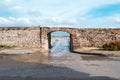 Spanish colonial style street in a sunny day at Cartagena, the most famous seaside resort of Colombia, South America Royalty Free Stock Photo