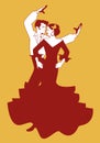 Spanish couple flamenco dancers. Vector Illustration