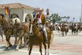 Spanish cowboy on horseback during opening day parade down State Street, Santa Barbara, CA, Old Spanish Days Fiesta, August 3-7 Royalty Free Stock Photo