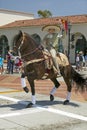 Spanish cowboy on horseback during opening day parade down State Street, Santa Barbara, CA, Old Spanish Days Fiesta, August 3-7 Royalty Free Stock Photo