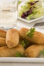 Spanish cuisine. Ham croquettes. Royalty Free Stock Photo