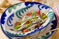 Spanish Cuisine. Marinated fresh anchovies. Boquerones. Royalty Free Stock Photo