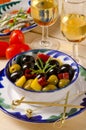 Spanish Cuisine. Marinated olives.