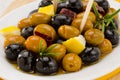 Spanish Cuisine. Marinated olives.