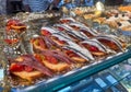 Spanish Cuisine, Madrid, Spain. Pinchos anchoa Royalty Free Stock Photo