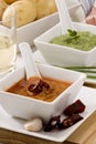 Spanish cuisine. Red and green mojo sauce. Royalty Free Stock Photo