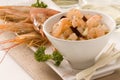 Spanish cuisine. Shrimps in garlic sauce. Royalty Free Stock Photo