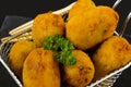 Spanish Cuisine. Tapas. Ham croquettes. Croquetas de jamon