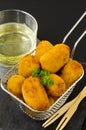 Spanish Cuisine. Tapas. Ham croquettes. Croquetas de jamon