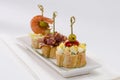 Spanish Cuisine. Tapas. Tray of montaditos. Royalty Free Stock Photo