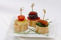 Spanish Cuisine. Tapas. Tray of montaditos. Royalty Free Stock Photo