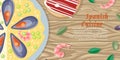 Spanish Cuisine Web Banner. Paella. Jamon. Tapas