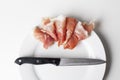 Spanish curated ham and a knife