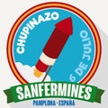 Spanish Design with Rocket for Chupinazo Event in San Fermin, Vector Illustration