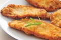 Spanish escalopa de pollo a la milanesa, breaded chicken fillets