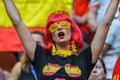 Spanish fan girl in fancy pinhole glasses at FIFA World Cup 2018