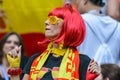 Spanish fan girl in fancy pinhole glasses before FIFA World Cup 2018 Round of 16 match Spain vs Russia