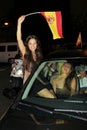 Spanish fans celebrating football world champion Royalty Free Stock Photo