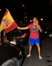 Spanish fans celebrating football world champion Royalty Free Stock Photo