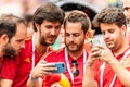 Spanish fans taking a selfie at Luzhniki stadium before FIFA World Cup 2018 Round of 16 match Spain vs Russia