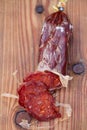Spanish fine jamon chorizo sausage Royalty Free Stock Photo