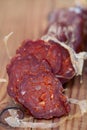 Spanish fine jamon chorizo sausage Royalty Free Stock Photo