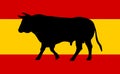 A spanish flag with bull Royalty Free Stock Photo