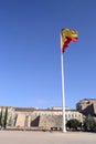 Spanish flag and Christopher Colombus square Royalty Free Stock Photo