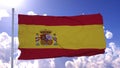 Spanish Flag Fluttering In The Wind. National Flag Against A Blue Sky. 3d Rendering