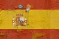 Spanish flag painted on a weathered concrete wall