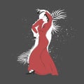 Spanish flamenco dance performer with castanets vector illustration sketch.