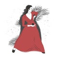 Spanish flamenco dancer with castanets vector illustration.