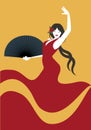 Spanish flamenco dancer with a fan Royalty Free Stock Photo