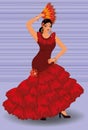 Spanish flamenco dancer girl with fan Royalty Free Stock Photo