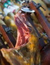 Spanish gammon of bacon on stand Royalty Free Stock Photo