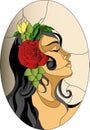 Spanish girl face stained glass pattern