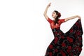 Spanish girl flamenco dancer on a light background. free space for your text Royalty Free Stock Photo