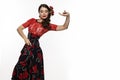 Spanish girl flamenco dancer on a light background. free space for your text Royalty Free Stock Photo