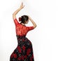 Spanish girl flamenco dancer on a light background. free space for your text Royalty Free Stock Photo