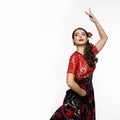 Spanish girl flamenco dancer on a light background. free space for your text Royalty Free Stock Photo