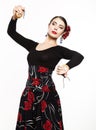 Spanish girl flamenco dancer on a light background Royalty Free Stock Photo