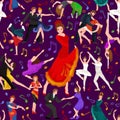Spanish girl flamenco dancer in red dress, spanish beautiful dance, happy woman dancing flamenco Royalty Free Stock Photo